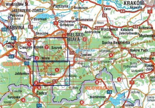 Beskid Śląski 1:25 000. Mapa turystyczna wydawnictwa Galileos. Zasięg
