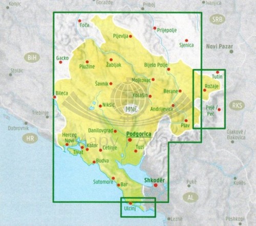 Czarnogóra 1:150 000. Mapa samochodowo-turystyczna wydawnictwa Freytag Berndt. Zasięg