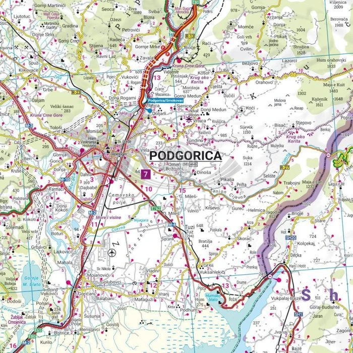 Czarnogóra 1:150 000. Mapa samochodowo-turystyczna wydawnictwa Freytag Berndt. Fragment