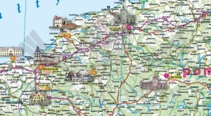 Polska 1:800 000. Wodoodporna mapa turystyczna zamków Polski wydawnictwa NEO-PILOT. Fragment