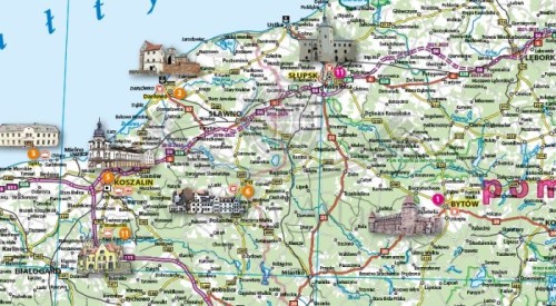 Polska 1:800 000. Wodoodporna mapa turystyczna zamków Polski wydawnictwa NEO-PILOT. Fragment