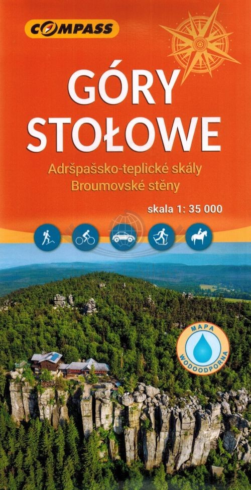 Góry Stołowe, Adrszpasko Teplickie Skały, Broumovske Steny. Laminowana mapa turystyczna. Wyd. 2026. Compass