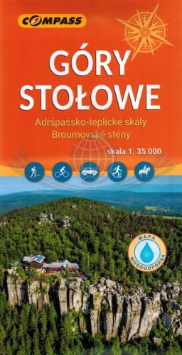 Góry Stołowe, Adrszpasko Teplickie Skały, Broumovske Steny. Laminowana mapa turystyczna wydawnictwa Compass. Okładka