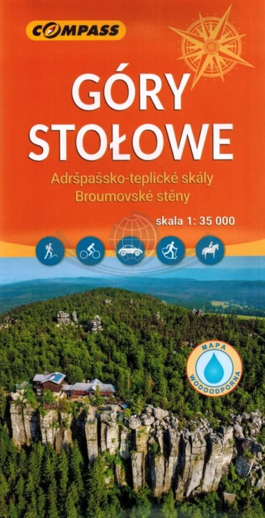 Góry Stołowe, Adrszpasko Teplickie Skały, Broumovske Steny. Laminowana mapa turystyczna wydawnictwa Compass. Okładka