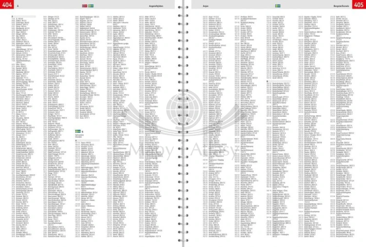 Skandynawia. Atlas samochodowo-turystyczny wydawnictwa Freytag Berndt. Index miejscowości