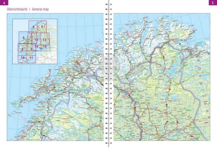 Skandynawia. Atlas samochodowo-turystyczny wydawnictwa Freytag Berndt. Przykładowe strony 1