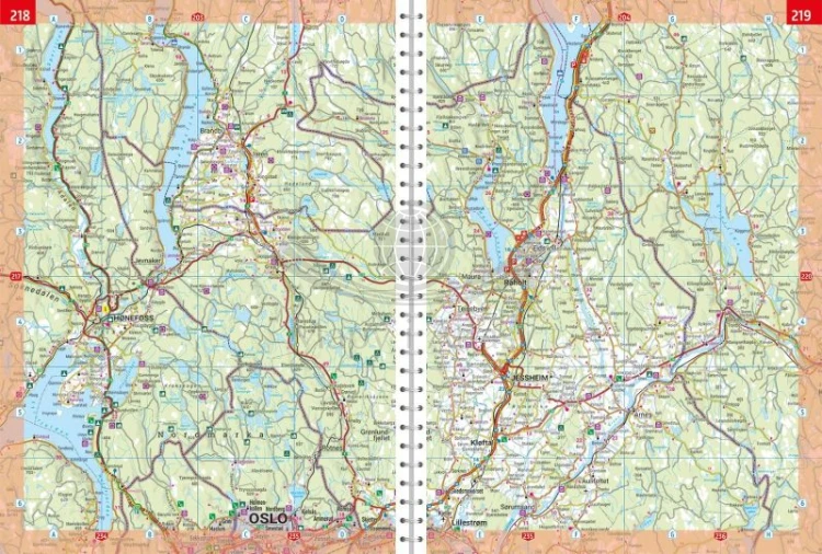 Skandynawia. Atlas samochodowo-turystyczny wydawnictwa Freytag Berndt. Przykładowe strony 3