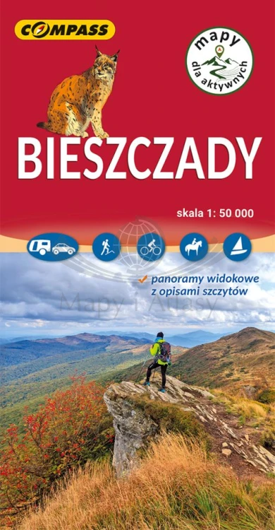Bieszczady 1:50 000. Mapa turystyczna wydawnictwa Compass. Okładka