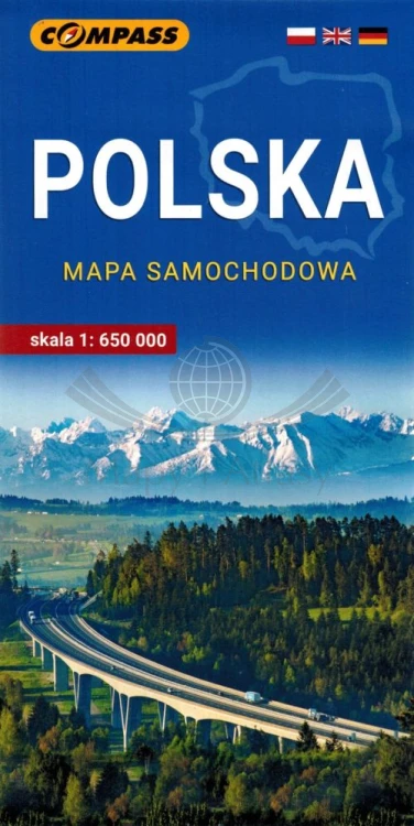 Polska 1:650 000. Mapa samochodowo-turystyczna wydawnictwa Compass. Okładka