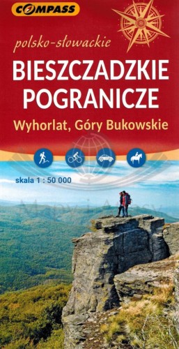 Bieszczadzkie pogranicze polsko-słowackie. Wyhorlat, Góry Bukowskie. Mapa turystyczna wydawnictwa Compass. Okładka