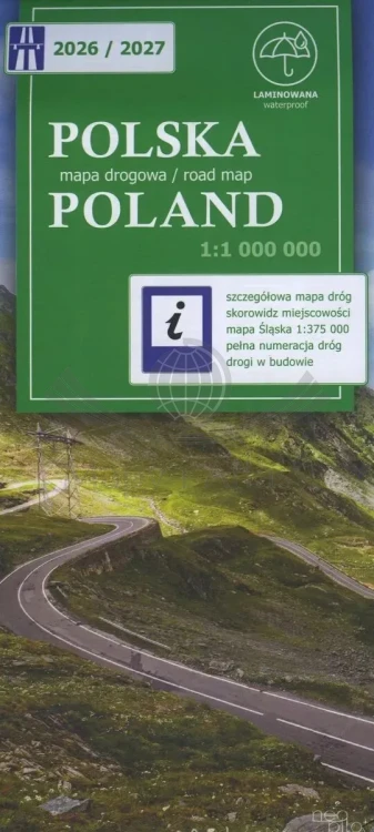 Polska 1:800 000. Jednostronna, wodoodporna mapa samochodowa wydawnictwa NEO-PILOT. Okładka