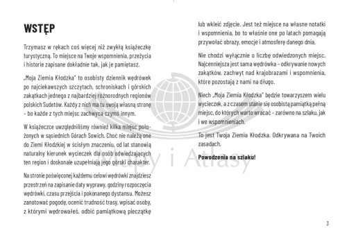 Książeczka "Moja Ziemia Kłodzka" do zbierania pieczątek i notatnik. Wstęp
