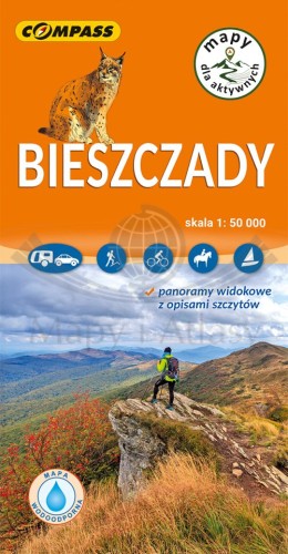 Bieszczady 1:50 000. Laminowana mapa turystyczna wydawnictwa Compass. Okładka