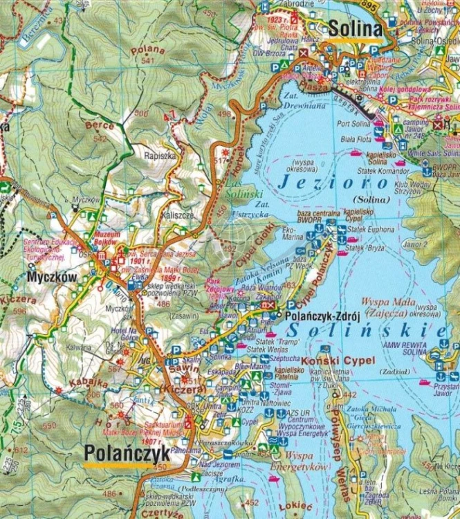 Bieszczady 1:50 000. Laminowana mapa turystyczna wydawnictwa Compass. Fragment 1