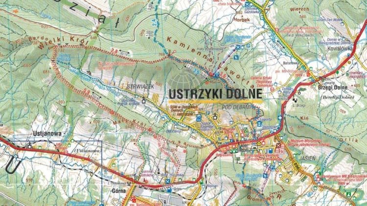 Bieszczady 1:50 000. Laminowana mapa turystyczna wydawnictwa Compass. Fragment 4
