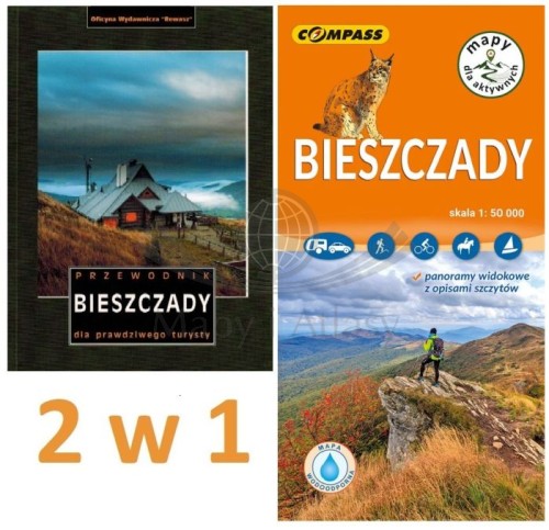 Bieszczady. Zestaw: przewodnik Rewasz + laminowana mapa turystyczna Compass