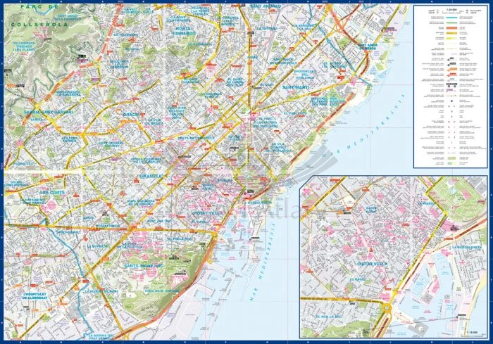 Barcelona 1:20 000. Laminowany plan miasta wydawnictwa ExpressMap. Druga strona