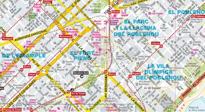 Barcelona 1:20 000. Laminowany plan miasta wydawnictwa ExpressMap. Fragment