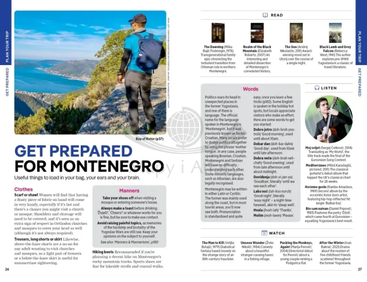 Czarnogóra / Montenegro. Przewodnik wydawnictwa Lonely Planet. Przykładowe strony 6