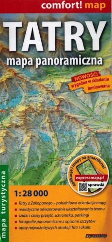 Tatry 1:28 000. Laminowana mapa panoramiczna wydawnictwa ExpressMap. Okładka