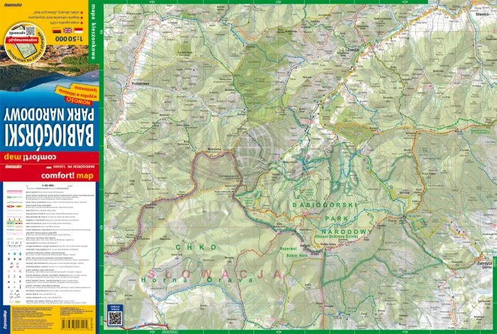 Babiogórski Park Narodowy 1:50 000. Laminowana mapa turystyczna wydawnictwa ExpressMap. Pierwsza strona