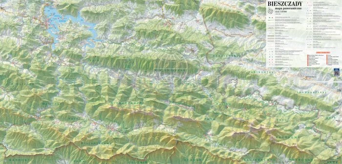Bieszczady 1:60 000. Laminowana mapa panoramiczna wydawnictwa ExpressMap. Druga strona