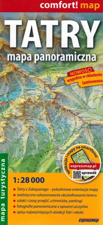 Tatry 1:28 000. Laminowana mapa panoramiczna wydawnictwa ExpressMap. Okładka