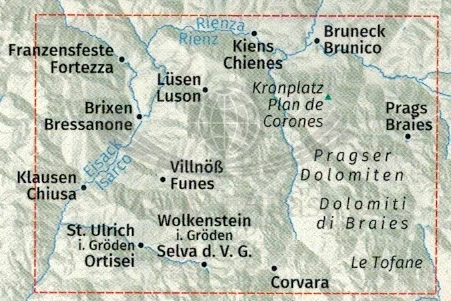 Dolomity. Mapa turystyczna 1 - zasięg