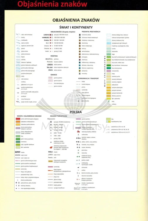 Szkolny atlas geograficzny wydawnictwa Demart. Legenda