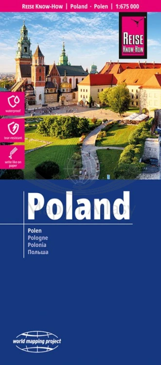 Polska 1:675 000. Wodoodporna mapa samochodowo-turystyczna wydawnictwa Reise Know-How. Okładka
