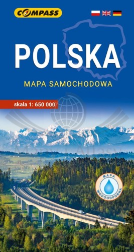 Polska 1:650 000. Laminowana mapa samochodowo-turystyczna wydawnictwa Compass. Okładka