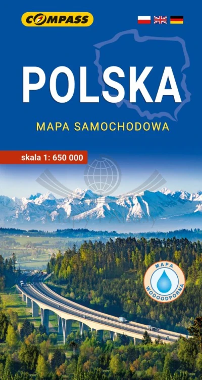 Polska 1:650 000. Laminowana mapa samochodowo-turystyczna wydawnictwa Compass. Okładka