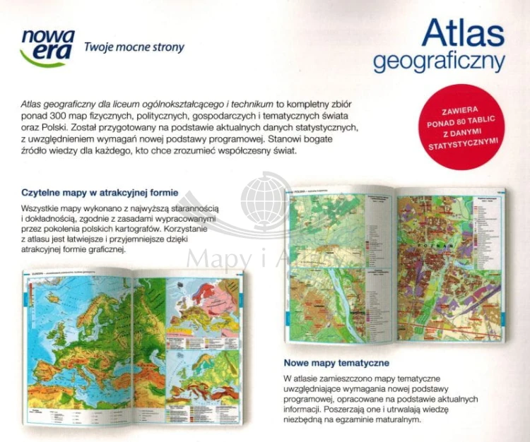 Atlas geograficzny dla liceum ogólnokształcącego i technikum wydawnictwa Nowa Era. Okładka tył