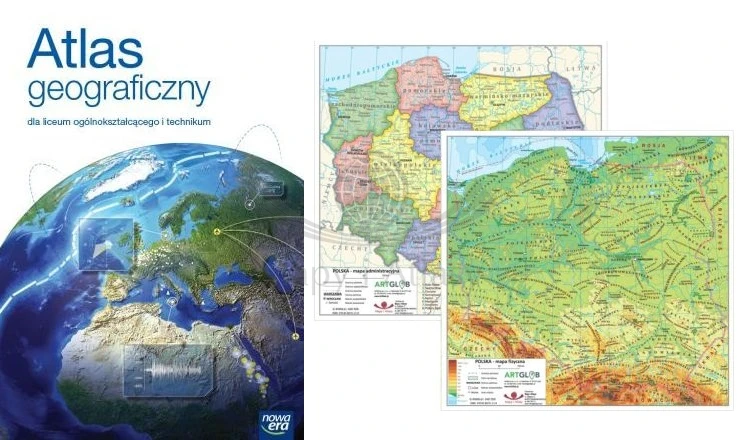 Atlas geograficzny dla liceum ogólnokształcącego i technikum. Nowa Era + dwustronna mini mapa Polski. Zestaw