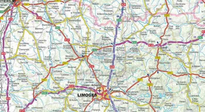 Francja 1:1 100 000. Laminowana mapa samochodowa wydawnictwa ExpressMap. Fragment