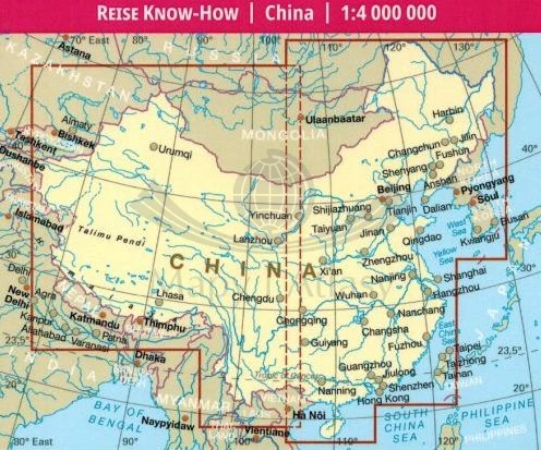 Chiny 1:4 000 000. Wodoodporna mapa samochodowo-turystyczna wydawnictwa Reise Know-How. Zasięg