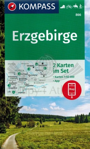 Rudawy / Erzgebirge 1:50 00. Zestaw dwóch map turystycznych 866 wydawnictwa ompass. Okładka zestawu