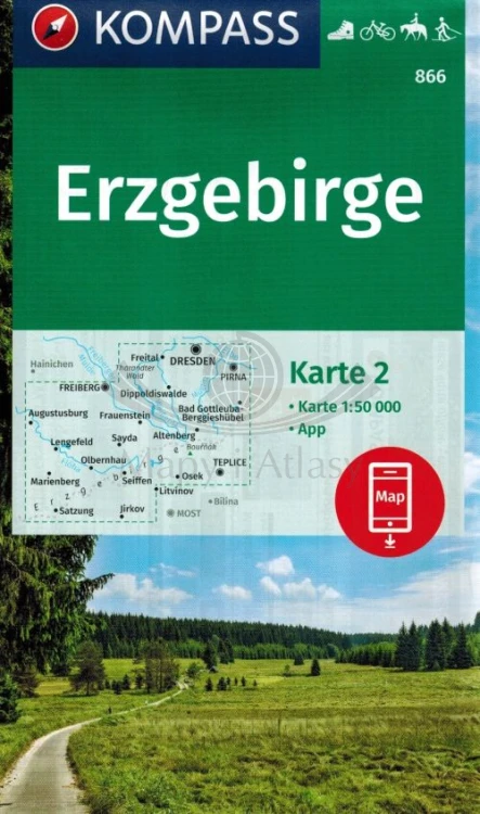 Rudawy / Erzgebirge 1:50 00. Zestaw dwóch map turystycznych 866 wydawnictwa ompass. Mapa 2 - okładka