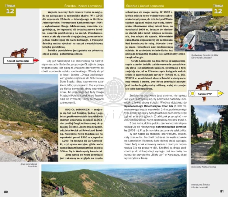 Karkonosze. Ilustrowany przewodnik z mapami wydawnictwa Galileos. Przykładowa strona