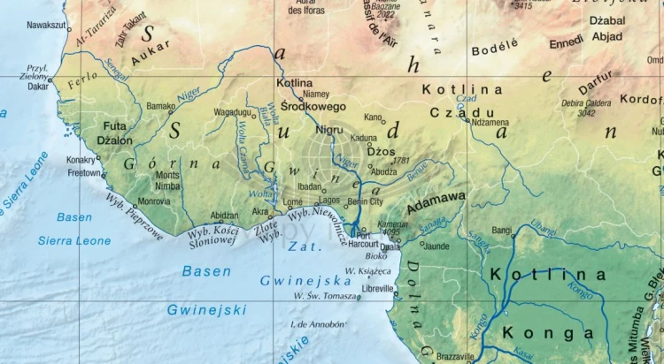 Świat 1:31 000 000. Dwustronna mapa ścienna. Polityczna i krajobrazowa (fizyczna). B1. ExpressMap. Strona fizyczna - fragment