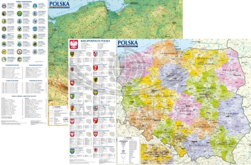 Polska 1:1 400 000. Dwustronna mapa ścienna. Ogólnogeograficzna (fizyczna) i administracyjna. ExpressMap