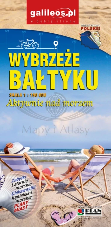 Wybrzeże Bałtyku 1:190 000. Mapa samochodowo-turystyczna wydawnictwa Galileos. Okładka