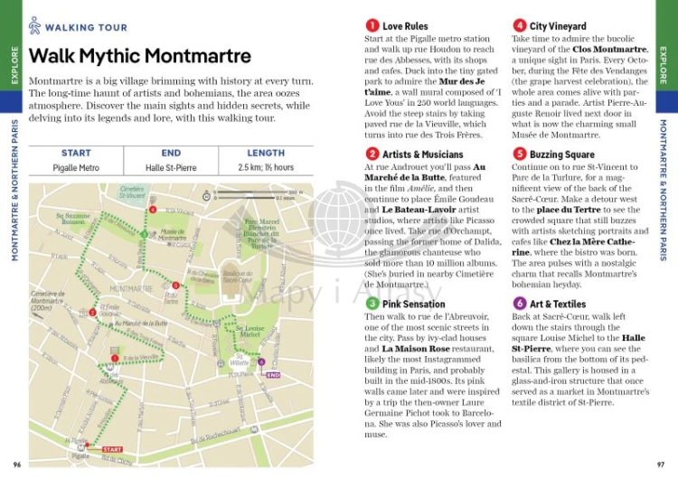 Paryż / Paris. Przewodnik Pocket z mapą wydawnictwa Lonely Planet. Przykładowe strony 6