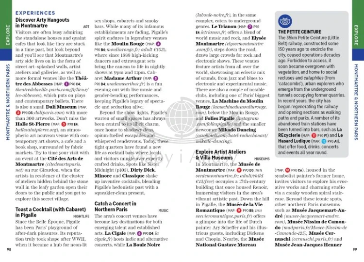 Paryż / Paris. Przewodnik Pocket z mapą wydawnictwa Lonely Planet. Przykładowe strony 7