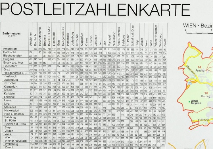 Austria 1:620 000. Mapa kodowa w wersji magnetycznej wydawnictwa Stiefel. Fragment 8