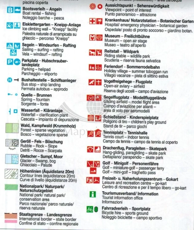 Cortina d'Ampezzo. Dolomiti Ampezzane. Wodoodporna mapa turystyczna 654 wydawnictwa Kompass. Legenda 2