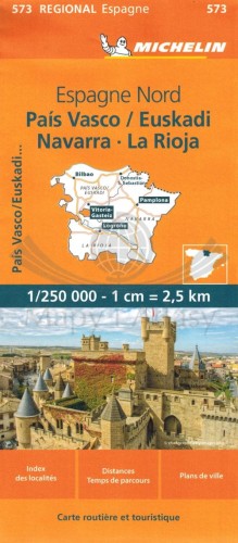 Hiszpania północna. Kraj Basków, Nawarra, La Rioja. Mapa samochodowo-turystyczna 573 wydawnictwa Michelin. Okładka