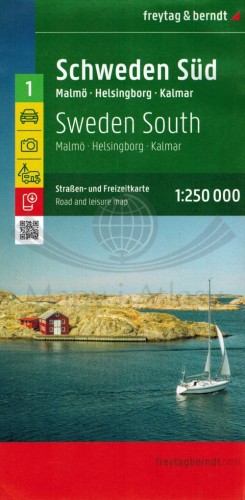 Szwecja Południowa. Malmo, Helsingborg, Kalmar. Mapa samochodowo-turystyczna /1/ wydawnictwa Freytag Berndt. Okładka