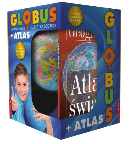 Świat. Pakiet szkolny: atlas geograficzny + globus polityczny. Demart