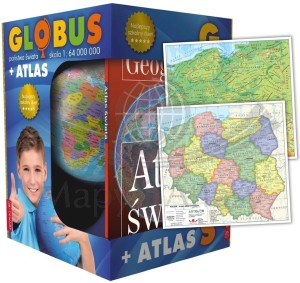 Świat. Pakiet szkolny: atlas geograficzny + globus polityczny + dwustronna mini mapa Polski. Zestaw. Demart